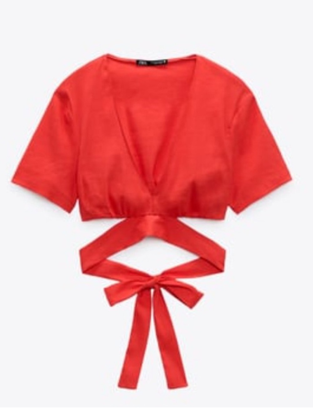 NWOT Zara Linen Blend Wrap Crop Top